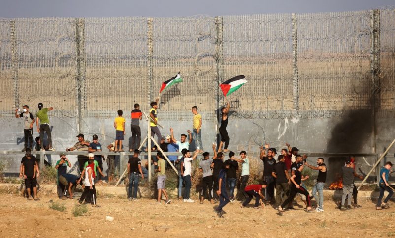 manifestantes palestinos