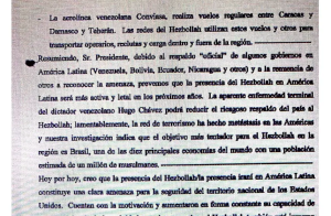 El fragmento del discurso de Roger Noriega ante el Congreso de los Estados Unidos en el que vincula a Conviasa con Hezbollah