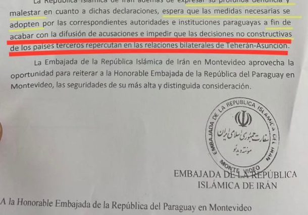 Radio Jai -Protesta diplomática de la República islámica de Irán entregada a la embajada de Paraguay en Montevideo