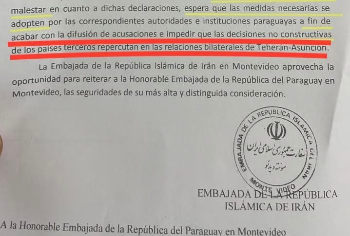 Radio Jai -Protesta diplomática de la República islámica de Irán entregada a la embajada de Paraguay en Montevideo