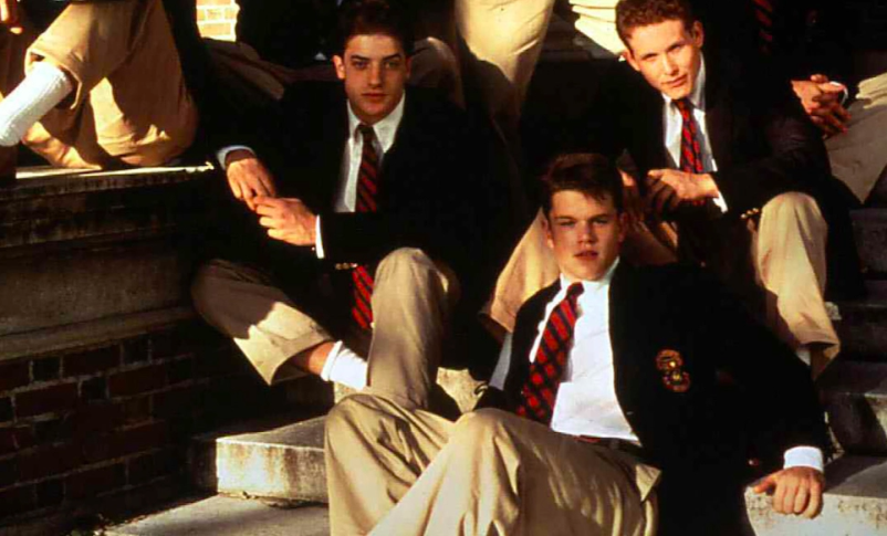 Radio jai -Miembros del elenco de "School Ties", de izquierda a derecha: Brendan Fraser, Matt Damon y Cole Hauser. (FilmPublicity/Archivos Unidos a través de Getty Images)