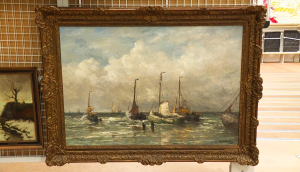Radio Jai -La pintura "Barcos de pesca cerca de la orilla" en el parlamento holandés en La Haya, Países Bajos. (Cortesía de Eerste Kamer)