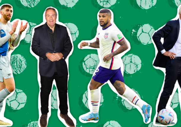 Radio Jai -De izquierda a derecha: Matt Turner, Andres Cantor, DeAndre Yedlin, José Pékerman. (Getty Images/Diseño de Grace Yagel)