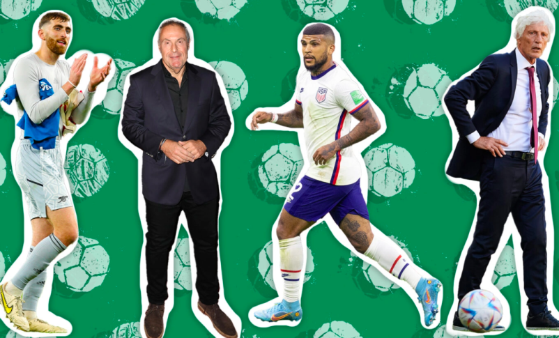 Radio Jai -De izquierda a derecha: Matt Turner, Andres Cantor, DeAndre Yedlin, José Pékerman. (Getty Images/Diseño de Grace Yagel)
