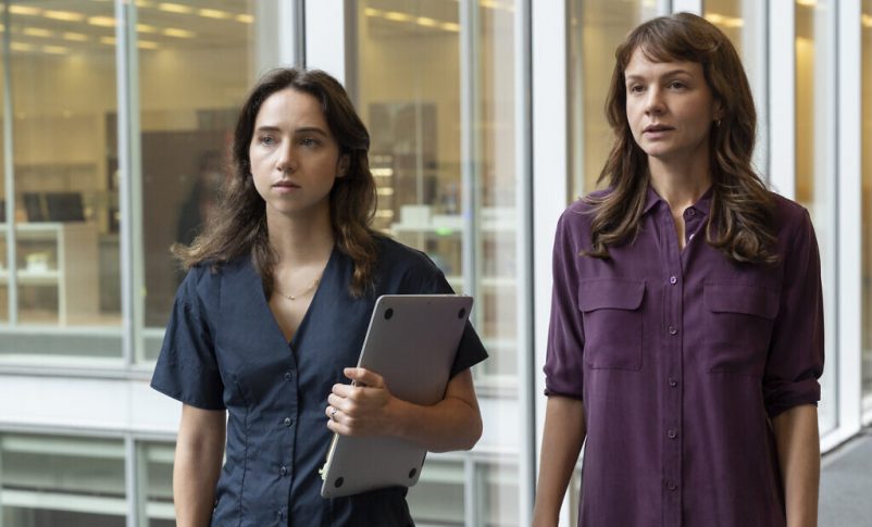 From left: Radio Jai - Jodi Kantor (Zoe Kazan) and Megan Twohey (Carey Mulligan) in 'She Said,' directed by Maria Schrader. (Courtesy Universal Pictures)