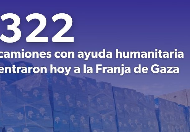Radio Jai: 322 camiones de ayuda humanitaria fueron escaneados y trasladados hoy a Gaza