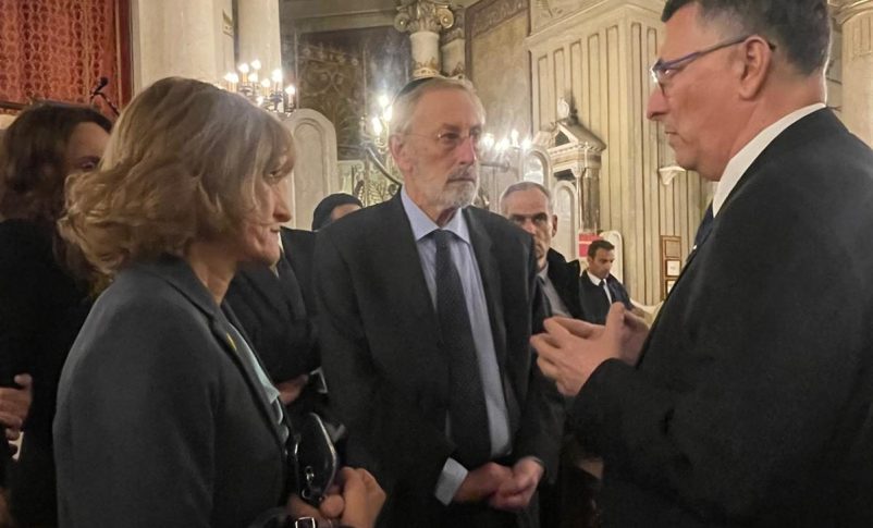 Radio Jai-el canciller de Israel Guidón Sa´ar visitó el templo mayor de Roma