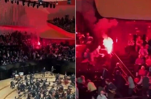 Radio Jai-4 arrestados después de que los manifestantes hicieran estallar bombas de humo en la actuación de la Filarmónica de Israel en París