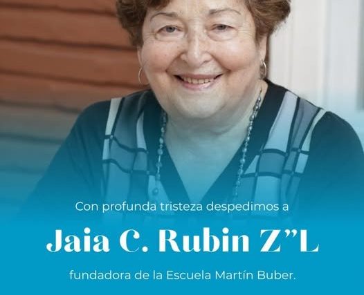 Radio jai-Falleció a los 89 años Jaia Rubín la fundadora de la escuela Martín Buber